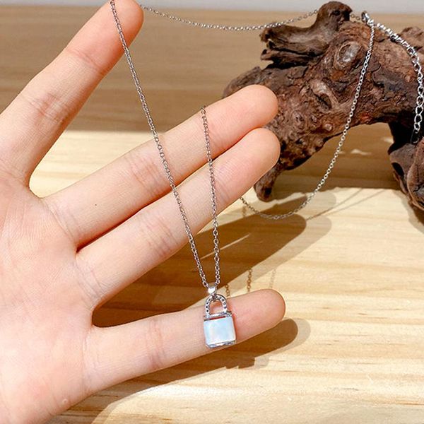 pendant necklaces korean fashion 316l stainless steel opal lock chain necklace for women girl zircon jewelry party gift, Silver
pendant necklaces korean fashion 316l stainless steel opal lock chain necklace for women girl zircon jewelry party gift, Silver
