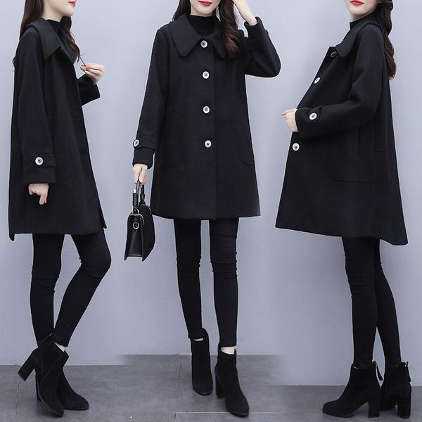 women's wool & blends mid-length autumn and winter black cape coat korean style fashion loose thick woolen overcoat for women
women's wool & blends mid-length autumn and winter black cape coat korean style fashion loose thick woolen overcoat for women