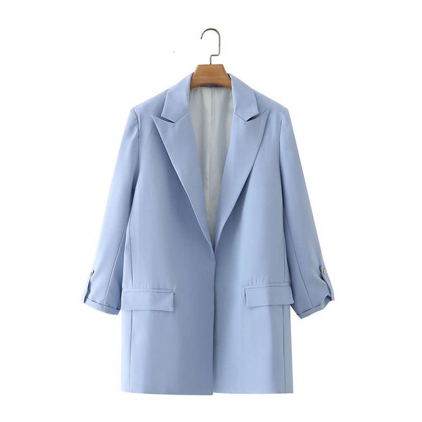 suit autumn women's wear medium long light blue loose casual roll sleeve suit coat, Black;brown
suit autumn women's wear medium long light blue loose casual roll sleeve suit coat, Black;brown