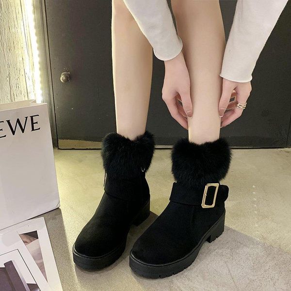 boots 2021 autumn winter women's fur snow round toe plus fleece short thick bottom heel tube, Black
boots 2021 autumn winter women's fur snow round toe plus fleece short thick bottom heel tube, Black