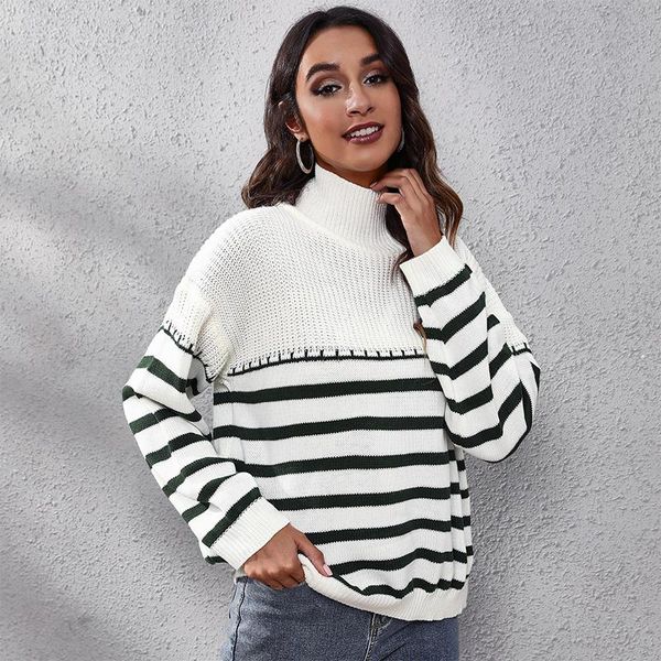 women's sweaters women turtleneck knitted sweater stripe splicing long sleeve autumn winter pullovers female jumper fashion casual clo, White;black
women's sweaters women turtleneck knitted sweater stripe splicing long sleeve autumn winter pullovers female jumper fashion casual clo, White;black