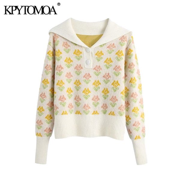 women fashion with button floral print knitted sweater lapel collar long sleeve female pullovers chic 210420, White;black
women fashion with button floral print knitted sweater lapel collar long sleeve female pullovers chic 210420, White;black