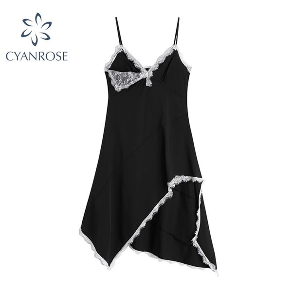 irregular design summer women's dress v neck lace patchwork backless sleeveless casual spaghetti strap female 210430, Black;gray
irregular design summer women's dress v neck lace patchwork backless sleeveless casual spaghetti strap female 210430, Black;gray