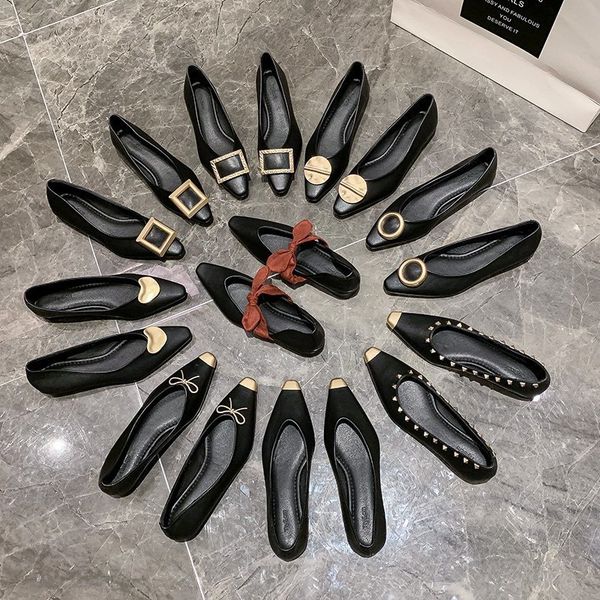 sandals 2021 korean bow-tie flats ballet shoes women thick microfiber shallow mouth loafers retro slip on square toe ballerina moc, Black 
sandals 2021 korean bow-tie flats ballet shoes women thick microfiber shallow mouth loafers retro slip on square toe ballerina moc, Black