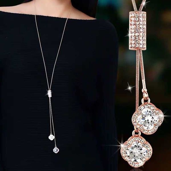 fashion crystal necklace, clove leaf jewelry, women's long pendant sweater twist chain, Silver
fashion crystal necklace, clove leaf jewelry, women's long pendant sweater twist chain, Silver