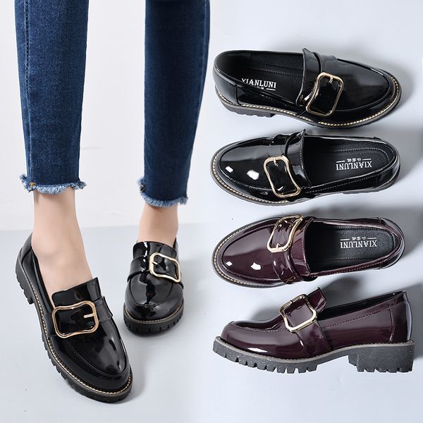 dress shoes japanned leather metal buckle brogue woman round toe band creepers espadrilles vintage derby plus size 9gie, Black
dress shoes japanned leather metal buckle brogue woman round toe band creepers espadrilles vintage derby plus size 9gie, Black