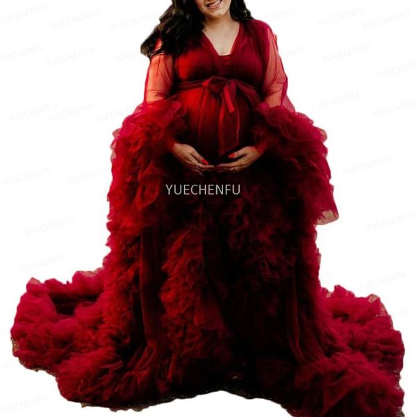 women's sleepwear wedding bridal dressing gown perspective sheer bathrobe long illusion tulle robe puffy drag maternity poshoot dress, Black;red
women's sleepwear wedding bridal dressing gown perspective sheer bathrobe long illusion tulle robe puffy drag maternity poshoot dress, Black;red