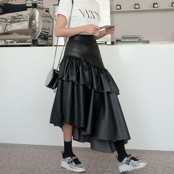 skirts spring autumn pu leather skirt high waist irregular hem flouncing women long saia faldas jupe femme, Black
skirts spring autumn pu leather skirt high waist irregular hem flouncing women long saia faldas jupe femme, Black