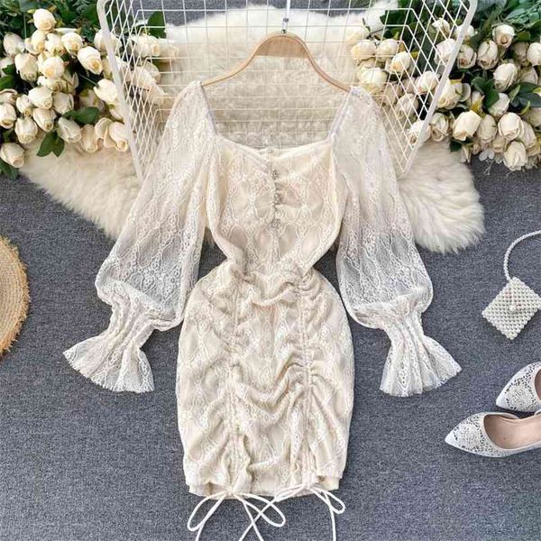 autumn pull rope pleated slim package hip lace dress women fashion square neck long sleeve vestidos p472 210527, Black;gray
autumn pull rope pleated slim package hip lace dress women fashion square neck long sleeve vestidos p472 210527, Black;gray
