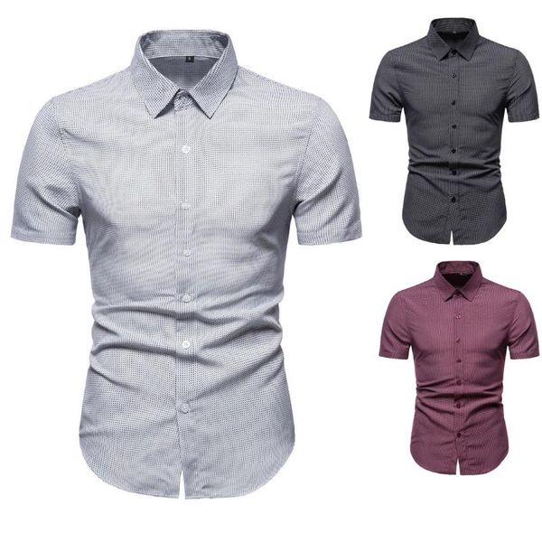 summer short-sleeved shirt with spot-print men's casual shirts, White;black 
summer short-sleeved shirt with spot-print men's casual shirts, White;black