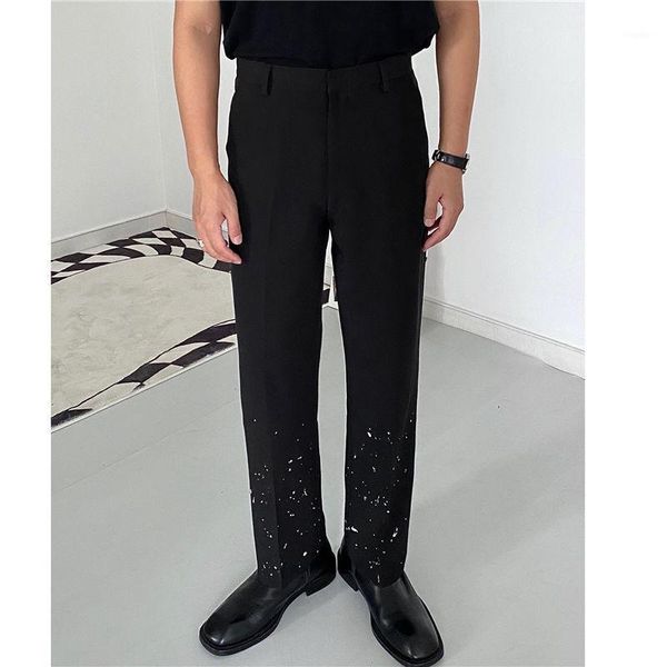 men's suits & blazers wear 2021 autumn ink print slim casual suit pants for male all-match simple straight trousers with pockets, White;black
men's suits & blazers wear 2021 autumn ink print slim casual suit pants for male all-match simple straight trousers with pockets, White;black