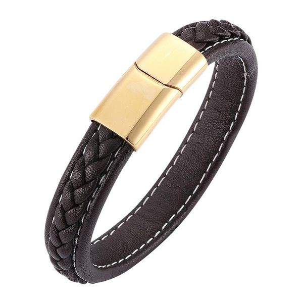 charm bracelets punk men bracelet brown leather stainless steel magnetic buckle male jewelry bb0215, Golden;silver
charm bracelets punk men bracelet brown leather stainless steel magnetic buckle male jewelry bb0215, Golden;silver