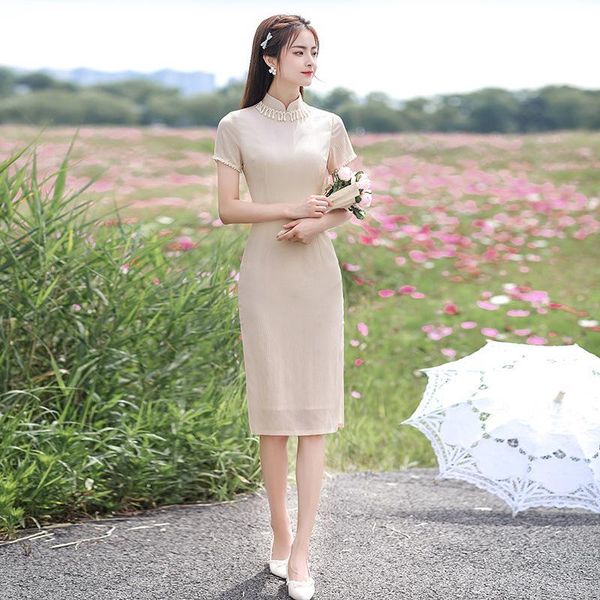 ethnic clothing 2021 summer fashion improved cheongsam girl's nail bead double layer medium length dress chinese traditional, Red
ethnic clothing 2021 summer fashion improved cheongsam girl's nail bead double layer medium length dress chinese traditional, Red