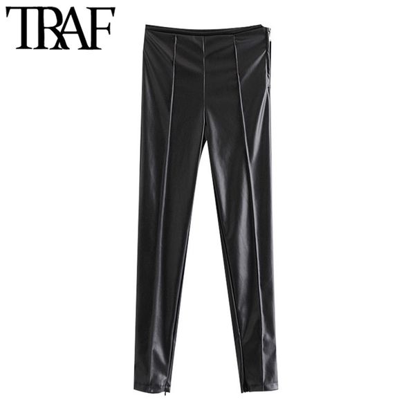 traf women fashion faux leather skinny pants vintage high waist side zipper female ankle trousers mujer 210415, Black;white
traf women fashion faux leather skinny pants vintage high waist side zipper female ankle trousers mujer 210415, Black;white
