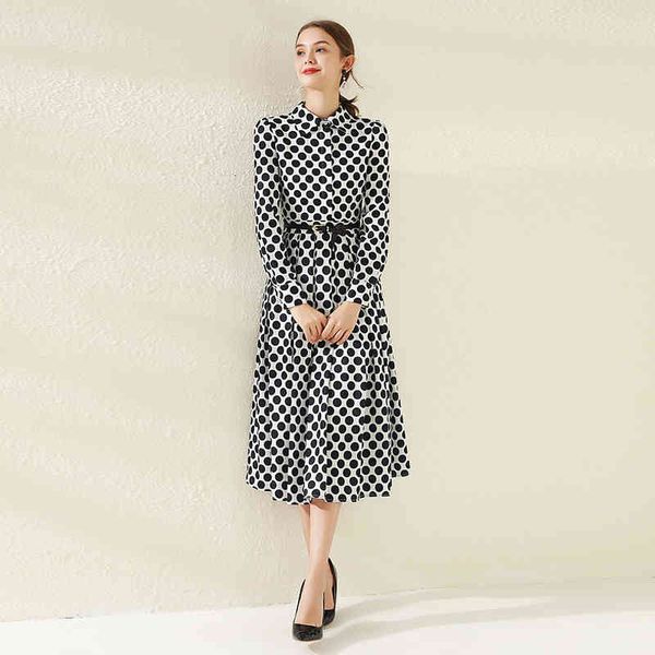 designer spring female lapel thin vintage fashion chic polka dot shirt dress, Black;gray
designer spring female lapel thin vintage fashion chic polka dot shirt dress, Black;gray
