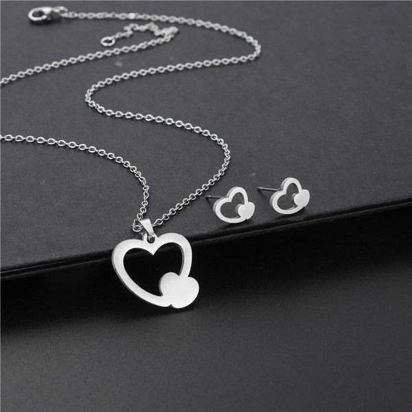 earrings & necklace cute silver color women heart pendant sets for female stainless steel wedding jewelry femme
earrings & necklace cute silver color women heart pendant sets for female stainless steel wedding jewelry femme