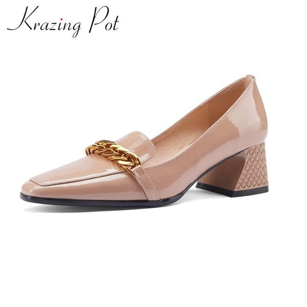 dress shoes krazing pot cow split leather three colors chain decorations square toe high heels slip on elegant lady fashion women pumps l06, Black
dress shoes krazing pot cow split leather three colors chain decorations square toe high heels slip on elegant lady fashion women pumps l06, Black