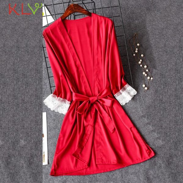 women's sleepwear lace satin robes for women silk long sleeve robe bathrobe femme nightwear kimono bata mujer gowns underwear 20jan, Black;red
women's sleepwear lace satin robes for women silk long sleeve robe bathrobe femme nightwear kimono bata mujer gowns underwear 20jan, Black;red