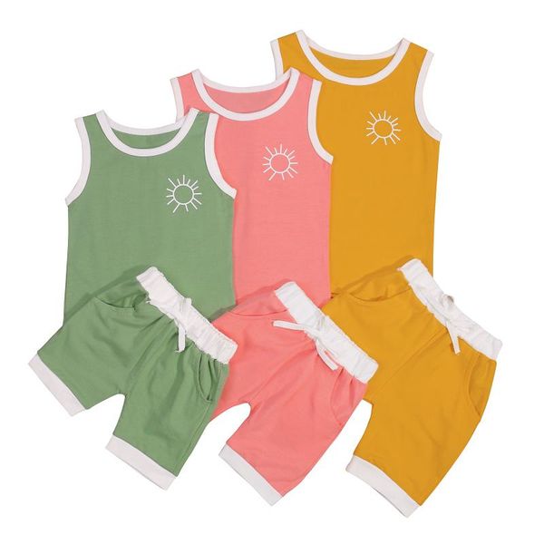 clothing sets 0-3 years fashion sun printed outfits baby girls summer clothes sleeveless vest and contrast color short pants, White
clothing sets 0-3 years fashion sun printed outfits baby girls summer clothes sleeveless vest and contrast color short pants, White