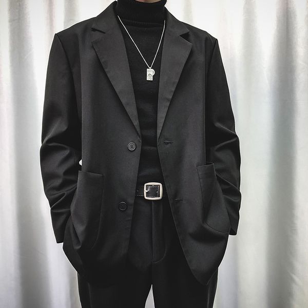 men's suits & blazers men casual blazer jacket male women japan korea streetwear retro fashion loose coat outerwear qa3t, White;black
men's suits & blazers men casual blazer jacket male women japan korea streetwear retro fashion loose coat outerwear qa3t, White;black