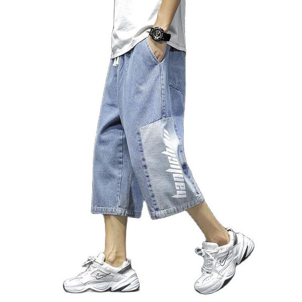 men's jeans cropped pants summer thin 2021 loose straight wide-leg korean hip hop streetwear casual ankle length, Blue
men's jeans cropped pants summer thin 2021 loose straight wide-leg korean hip hop streetwear casual ankle length, Blue