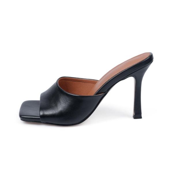 fashion leather slippers women 2021 summer classic square toe out 10 cm high heel sandals, Black
fashion leather slippers women 2021 summer classic square toe out 10 cm high heel sandals, Black