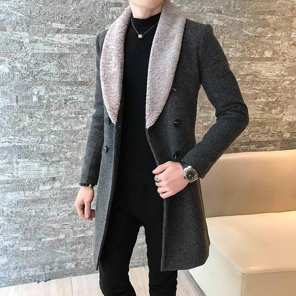 men's wool & blends 2021 brand clothing premium cashmere double breasted woolen coat/male slim fit long casual jackets gray s-2xl, Black
men's wool & blends 2021 brand clothing premium cashmere double breasted woolen coat/male slim fit long casual jackets gray s-2xl, Black