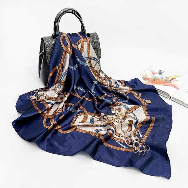 scarves silk scarf women 2021 spring style chain printing satin large square for ladies shawl turban wholesale customization, Blue;gray
scarves silk scarf women 2021 spring style chain printing satin large square for ladies shawl turban wholesale customization, Blue;gray