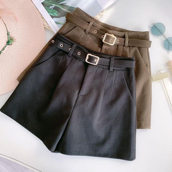women's shorts solid woolen women autumn winter high waist elegant wide leg short femme send, White;black
women's shorts solid woolen women autumn winter high waist elegant wide leg short femme send, White;black