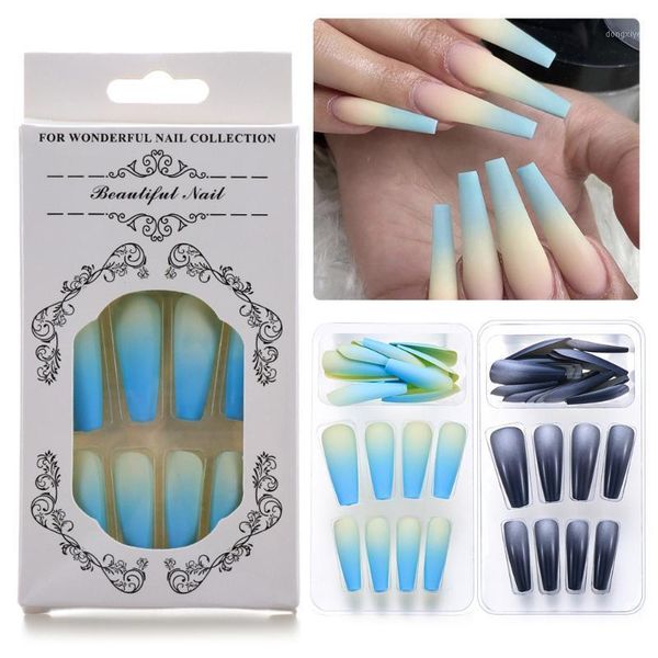 24pcs/set gradient color false nail glue tips matte full cover long ballerina french art manicure extension tools1, Red;gold
24pcs/set gradient color false nail glue tips matte full cover long ballerina french art manicure extension tools1, Red;gold