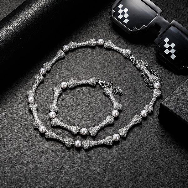 chains hip hop + cz stone paved bling iced out pearls bone link chain chokers necklaces for men women rapper jewelry, Silver
chains hip hop + cz stone paved bling iced out pearls bone link chain chokers necklaces for men women rapper jewelry, Silver