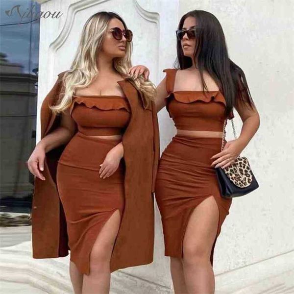 summer style sleeveless ruffle brown split halter two-piece black bandage suit celebrity fashion women 210525, White
summer style sleeveless ruffle brown split halter two-piece black bandage suit celebrity fashion women 210525, White