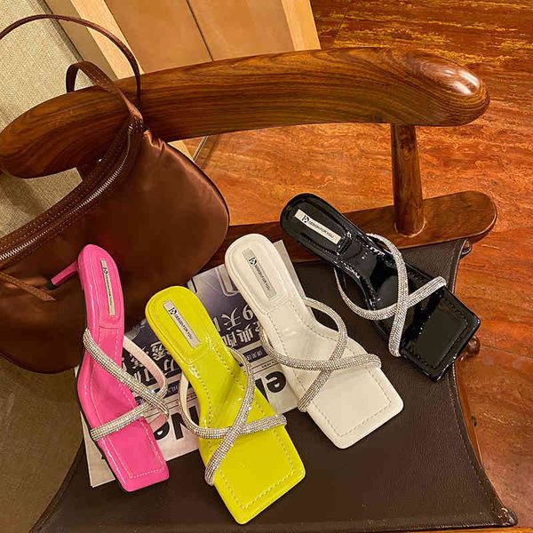 slippers fashion women sandals cross strap thin high heels rhinestone design ladies slides mules shoes hollow open toe 9cqt, Black
slippers fashion women sandals cross strap thin high heels rhinestone design ladies slides mules shoes hollow open toe 9cqt, Black