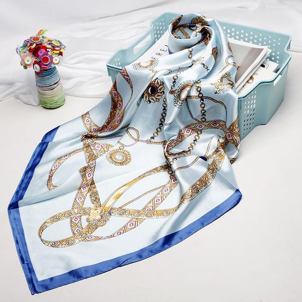 scarves 2021 fashion silk square scarf for women 90*90cm neck hair tie band bag warp soft neckerchief hijab headscarf female foulard, Blue;gray
scarves 2021 fashion silk square scarf for women 90*90cm neck hair tie band bag warp soft neckerchief hijab headscarf female foulard, Blue;gray