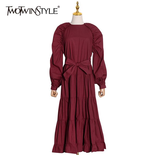 twotwinstyle vintage red dress for women o neck lantern long sleeve high waist lace up bowknot midi elegant dresses female 210517, Black;gray
twotwinstyle vintage red dress for women o neck lantern long sleeve high waist lace up bowknot midi elegant dresses female 210517, Black;gray
