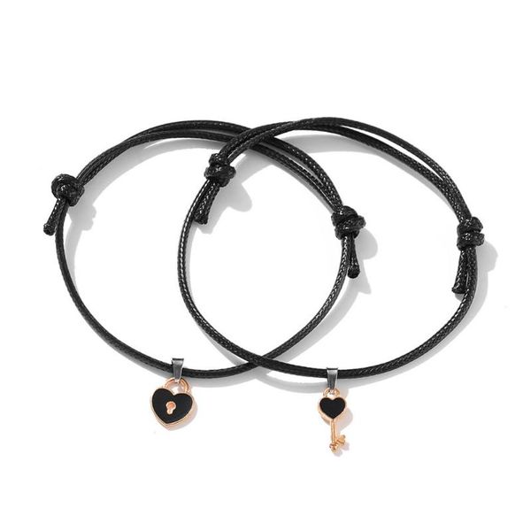 charm bracelets 2 pcs set couple trendy bracelet for friend lock key design black color rope wholesale & drop jewelry, Golden;silver
charm bracelets 2 pcs set couple trendy bracelet for friend lock key design black color rope wholesale & drop jewelry, Golden;silver