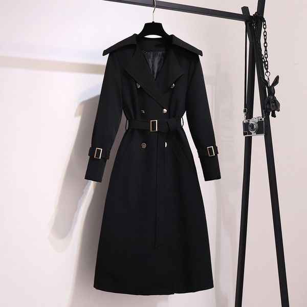 women's trench coats windbreaker jacket long black over the knees female plus size s-2xl british style lapel jacket1 60bg, Tan;black 
women's trench coats windbreaker jacket long black over the knees female plus size s-2xl british style lapel jacket1 60bg, Tan;black