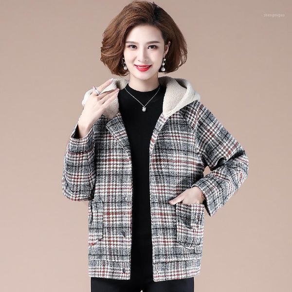 winter women short plaid thick hooded jacket large -5xl woolen coats middle-aged women's plus plush classic warm wool & blends, Black
winter women short plaid thick hooded jacket large -5xl woolen coats middle-aged women's plus plush classic warm wool & blends, Black
