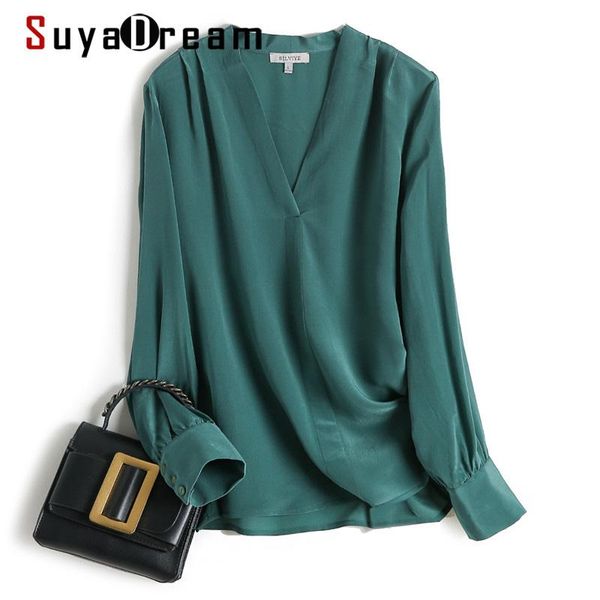 suyadream silk solid blouses woman 100%silk crepe long sleeves v collar blouse shirt spring autumn office chic green women's & shirts, White
suyadream silk solid blouses woman 100%silk crepe long sleeves v collar blouse shirt spring autumn office chic green women's & shirts, White