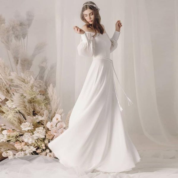 other wedding dresses a line chiffon off the shoulder party dress braided simple 2021 long sleeves bridal gowns summer beach vestido de noiv, White
other wedding dresses a line chiffon off the shoulder party dress braided simple 2021 long sleeves bridal gowns summer beach vestido de noiv, White