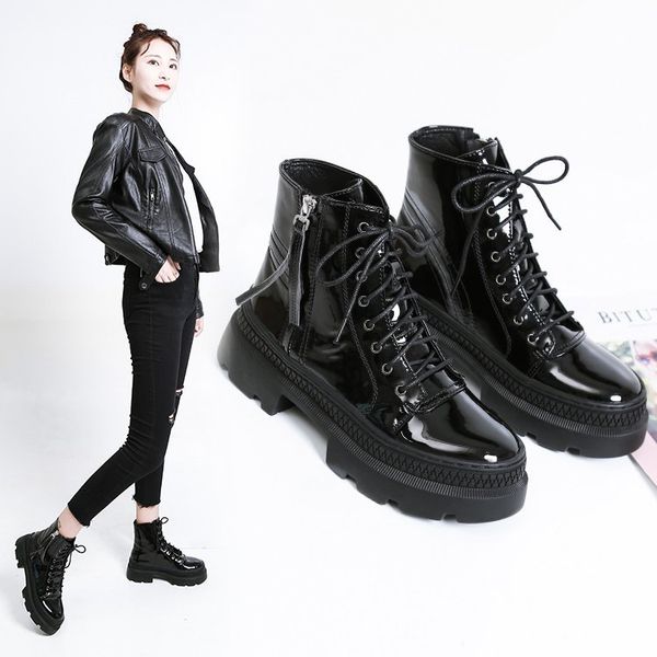 lace up ankle boots for women shoes woman solid black leather boots autumn winter thick sole platform motorcycle boots plus size
lace up ankle boots for women shoes woman solid black leather boots autumn winter thick sole platform motorcycle boots plus size