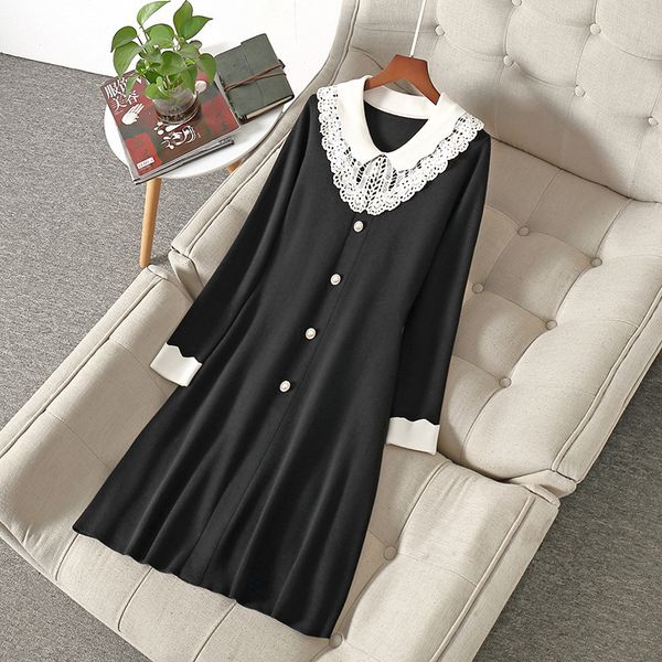casual dresses fall winter long sleeve peter pan neck black contrast color knitted panelled single-breasted dress elegant nn182011115 po93, Black;gray
casual dresses fall winter long sleeve peter pan neck black contrast color knitted panelled single-breasted dress elegant nn182011115 po93, Black;gray