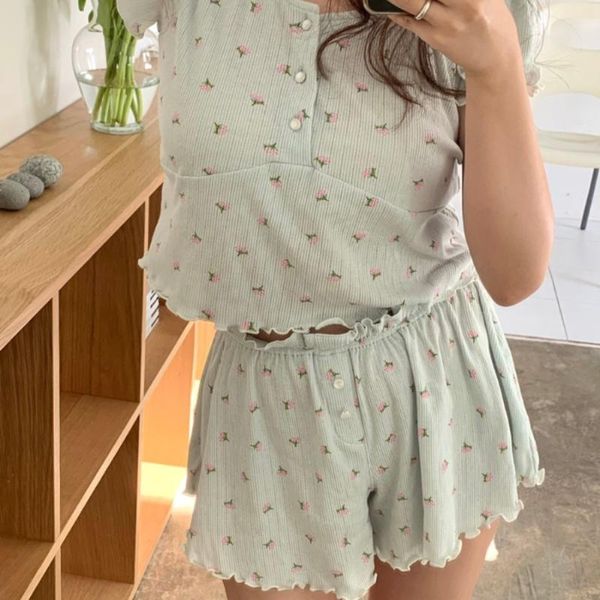 shade summer women's pajamas cotton printed round neck pullover short sleeve shorts two-piece sweet casual homewear
shade summer women's pajamas cotton printed round neck pullover short sleeve shorts two-piece sweet casual homewear