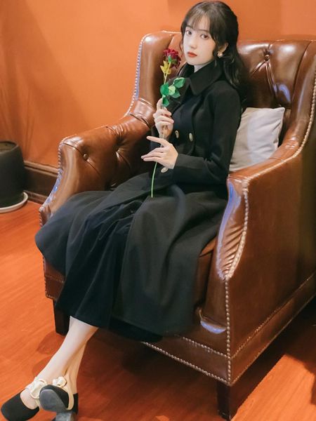 women's wool & blends 2021 winter style woolen cloth romano belli long pattern, Black
women's wool & blends 2021 winter style woolen cloth romano belli long pattern, Black
