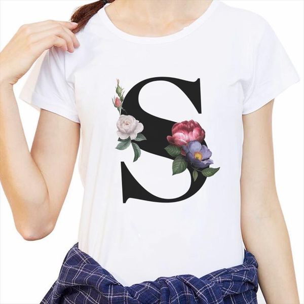 female 26 english alphabet printing mens and womens harajuku casual white summer retro shir, White;black
female 26 english alphabet printing mens and womens harajuku casual white summer retro shir, White;black