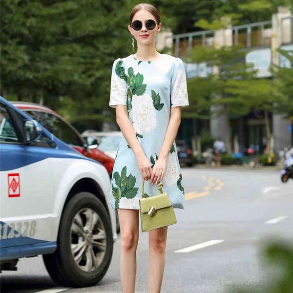 female summer runway fashion short floral print dress elegant lady vacation aline robe dresses, Black;gray
female summer runway fashion short floral print dress elegant lady vacation aline robe dresses, Black;gray