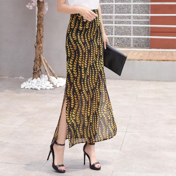 skirts s~4xl plus size skirt for women printed florals chiffon long 2021 summer ladies split slim party elegant, Black
skirts s~4xl plus size skirt for women printed florals chiffon long 2021 summer ladies split slim party elegant, Black