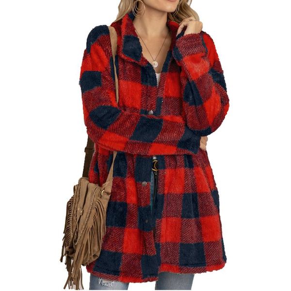 women's jackets women coat casual plush long-sleeved shirt fashion color contrast plaid single-breasted mid-length jacket packet design, Black;brown
women's jackets women coat casual plush long-sleeved shirt fashion color contrast plaid single-breasted mid-length jacket packet design, Black;brown