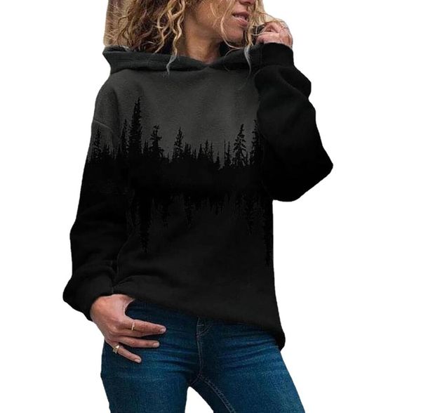 2021 street trendsetter landscape hooded women's pullover, Black