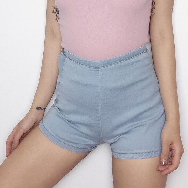 fashion casual women's clothing side zip one buckle high waist tight bag hip slim jeans shorts, Blue
fashion casual women's clothing side zip one buckle high waist tight bag hip slim jeans shorts, Blue